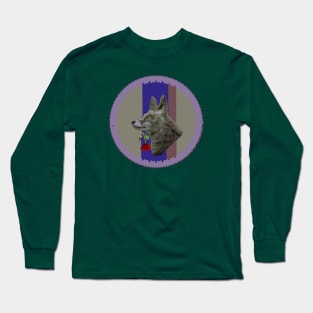 A fox guides a rose with its mouth Long Sleeve T-Shirt